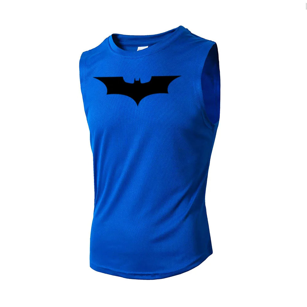 Bat Printed Men's Loose Sleeveless T-shirt Autumn inner wear Running  T Shirt Gym Fitness Jogging Vest Male Casual Shirt Tops
