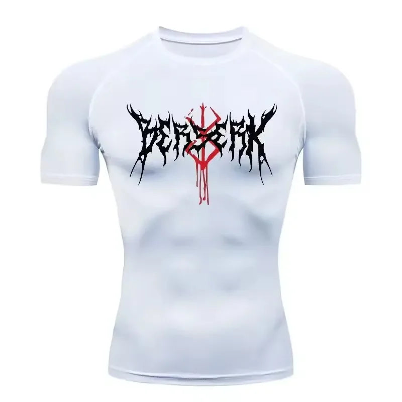 Anime Berserk Compression T-shirt Men Elastic Tight Sportswear Short-sleeved Gym Bodybuilding Quick-drying Sweatshirt Top S-3XL