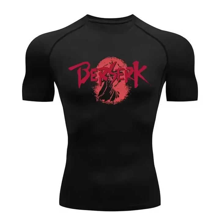 Anime Berserk Compression T-shirt Men Elastic Tight Sportswear Short-sleeved Gym Bodybuilding Quick-drying Sweatshirt Top S-3XL