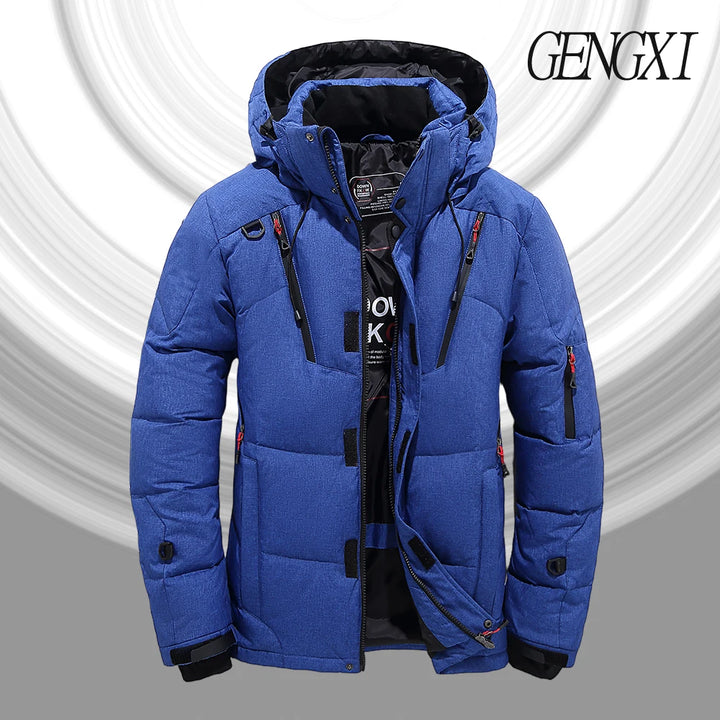 Men's Outdoor Lightweight Warm Detachable Collar Down Jacket Winter New Arrival Casual Fashion Multi-Pocket Workwear Down Coat