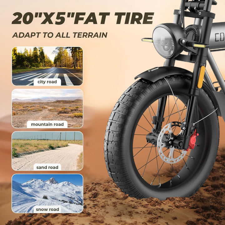 Coswheel CT20 Electric Bike – 1500W Motor | 48V 25Ah Lithium Battery | 20" Fat Tires | Dual-Seat Motorcycle-Style E-Bike | 60+ KM Range | Premium Mountain & Urban Electric Bicycle