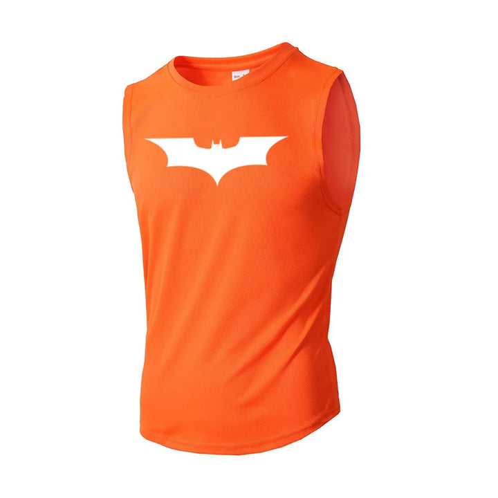 Bat Printed Men's Loose Sleeveless T-shirt Autumn inner wear Running  T Shirt Gym Fitness Jogging Vest Male Casual Shirt Tops