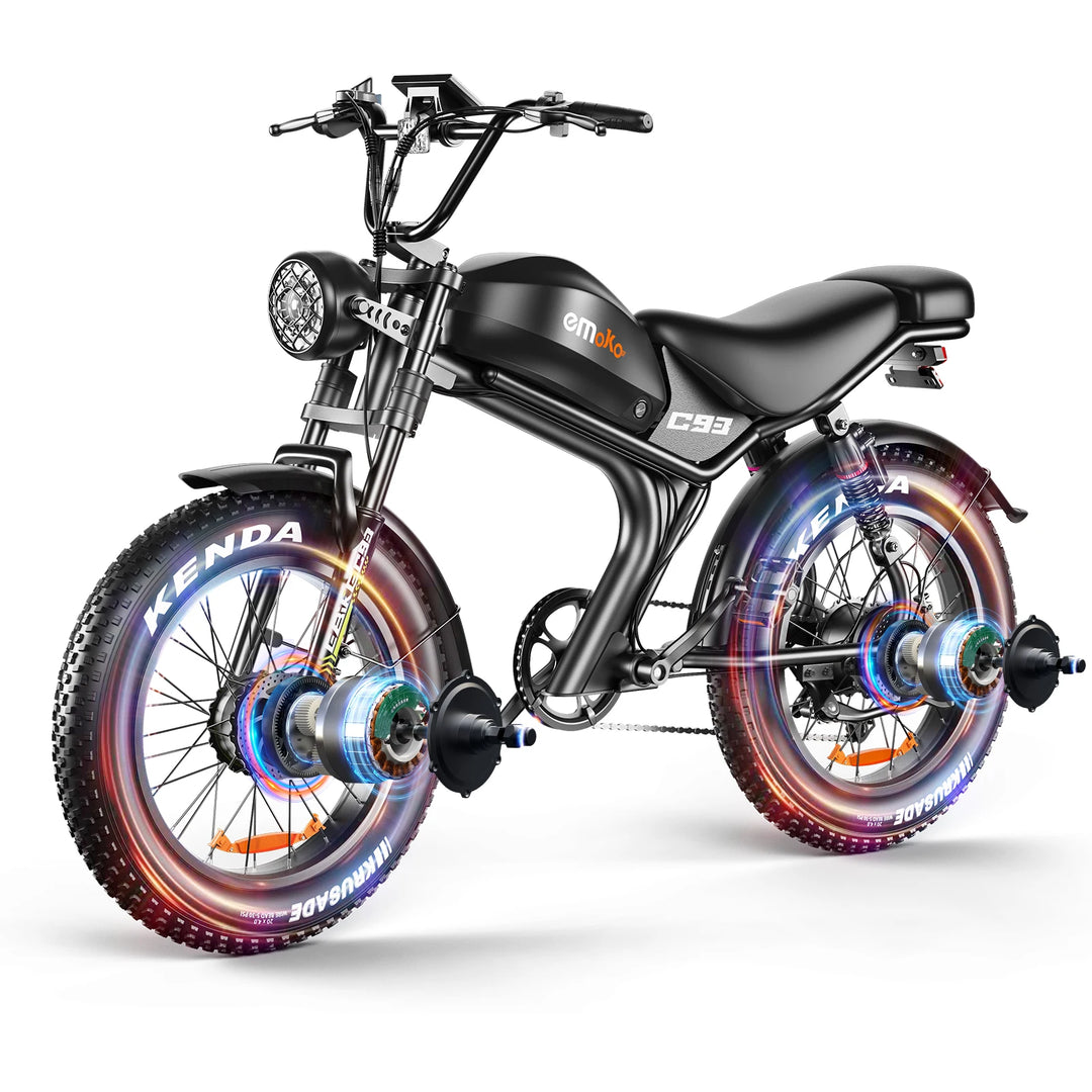 EMOKO C93 Retro Electric Bike – 1000W Brushless Motor • 48V 20Ah Lithium Battery • 20×4” Fat Tire City & Off-Road E-Bike • Long-Range Adult Mountain Bicycle