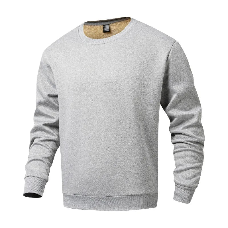 Men's Winter Fleece Lined Warm Top Autumn Korean Fashionable Long Sleeved Base Shirt Plush Casual Warm Underwear T-shirt