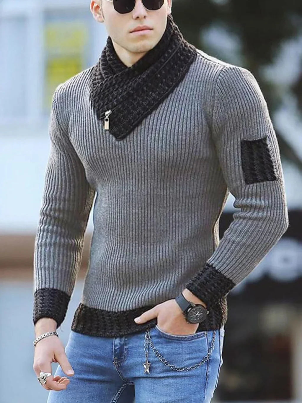 2026 New Men's Sweater Knit Pullover Casual Long Sleeve Sweater Jacket Trendy European American Style Fashionable Men's Wear