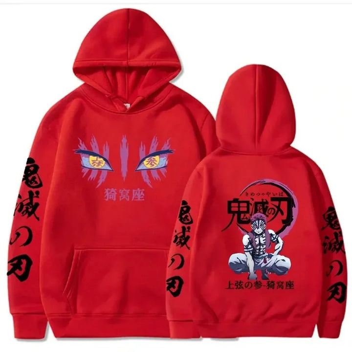 Japanese Anime Autumn New Hoodies for Men Akaza Manga Graphic Streetwear Pullover Hoody Long Sleeve Crewneck Hooded Sweatshirt