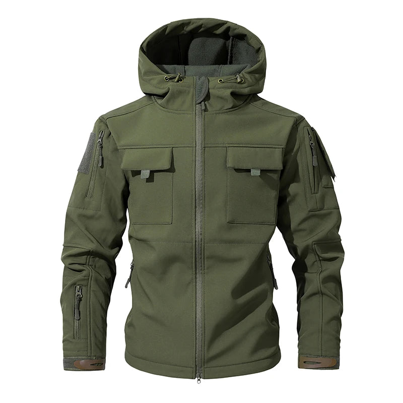 Men Lurker Shark Skin Soft Shell Tactical Jacket Waterproof Fleece Hooded Coat Hunt Clothes Autumn Outdoor Camouflage Jacket Men