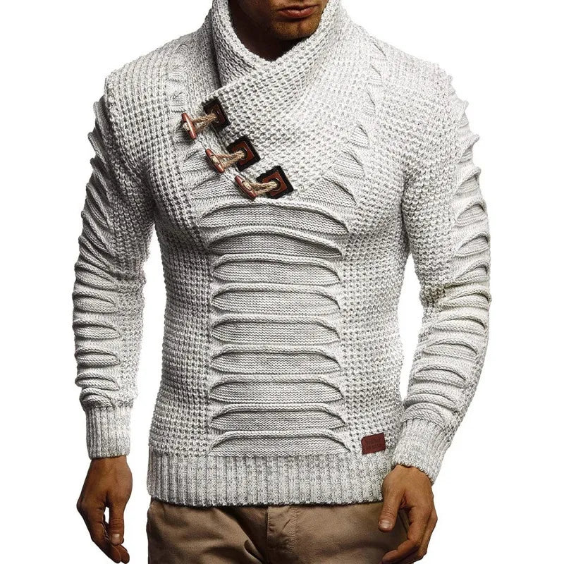 Quality 2025 New Men's Slim Fit Knitted Long Sleeve High Collar Sweater Comfortable Soft Material Casual Style for All Seasons