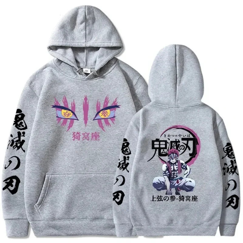 Japanese Anime Autumn New Hoodies for Men Akaza Manga Graphic Streetwear Pullover Hoody Long Sleeve Crewneck Hooded Sweatshirt