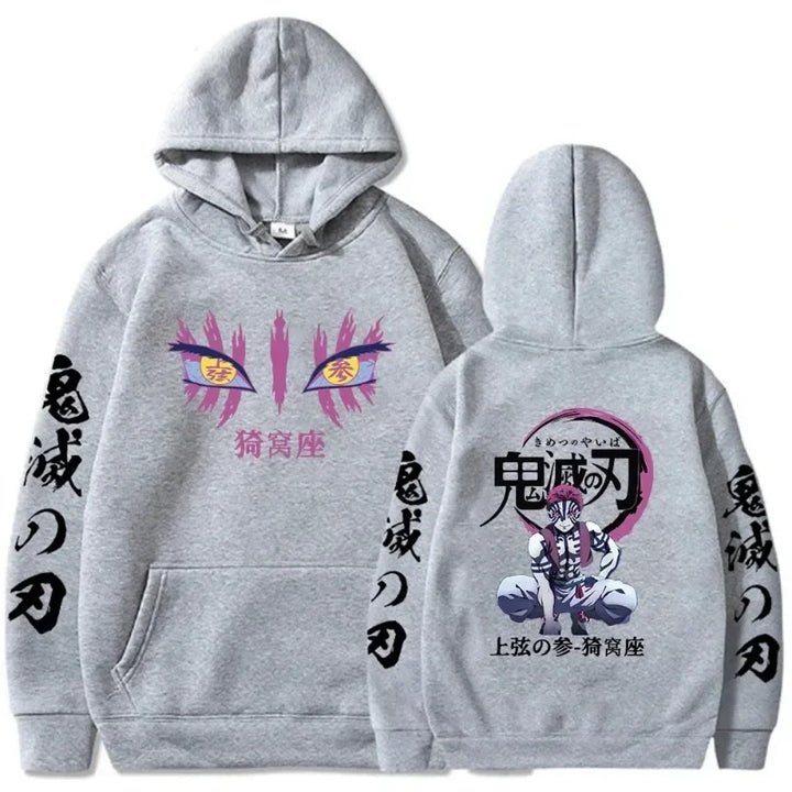 Japanese Anime Autumn New Hoodies for Men Akaza Manga Graphic Streetwear Pullover Hoody Long Sleeve Crewneck Hooded Sweatshirt