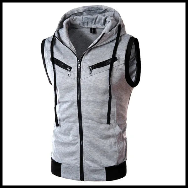 2026 New Fashion Zipper Cardigan Sweater Mens Sleeveless Hooded Vest Jacket Plus Size S-4XL Streetwear Vest Hoodies