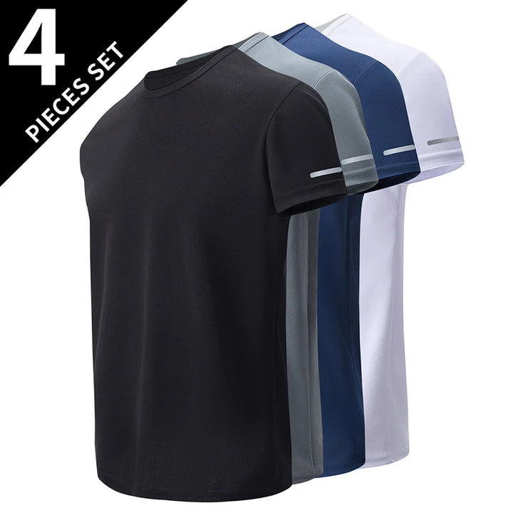 1/4/6 Pcs men's plus size gradient quick-drying short-sleeved teenagers loose sports running fitness football basketball T-shirt