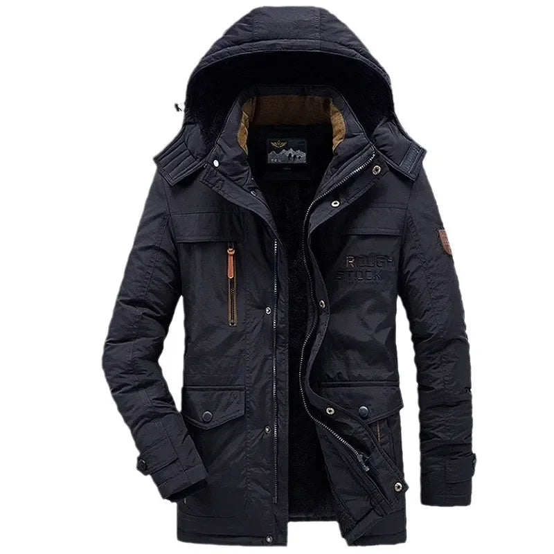 Men's Outdoor Cotton Jacket Thickened Fleece Lined Autumn Winter Heavy Duty Casual Loose Fit Chinese Brand Clothing