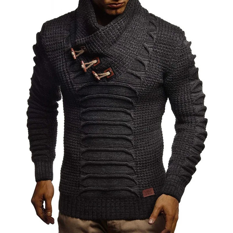 Quality 2025 New Men's Slim Fit Knitted Long Sleeve High Collar Sweater Comfortable Soft Material Casual Style for All Seasons
