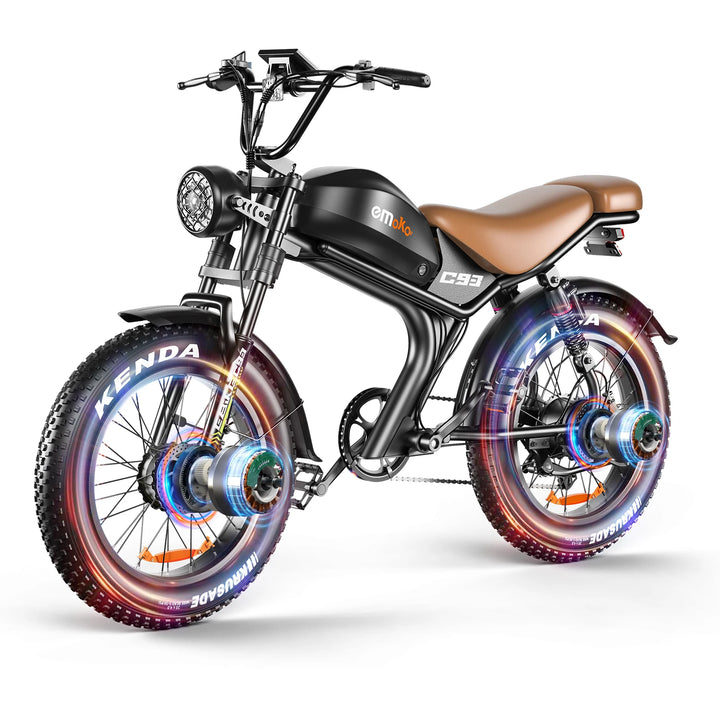 EMOKO C93 Retro Electric Bike – 1000W Brushless Motor • 48V 20Ah Lithium Battery • 20×4” Fat Tire City & Off-Road E-Bike • Long-Range Adult Mountain Bicycle