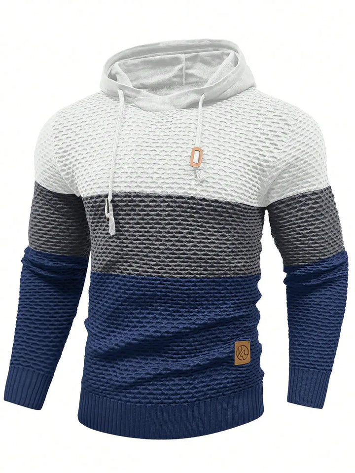 Men's Sweater Spring New Sport Warm Form Fitting Knit Pullover Sweater Hoodie Drawstring Hoodies Casual Sweatshirt US Size