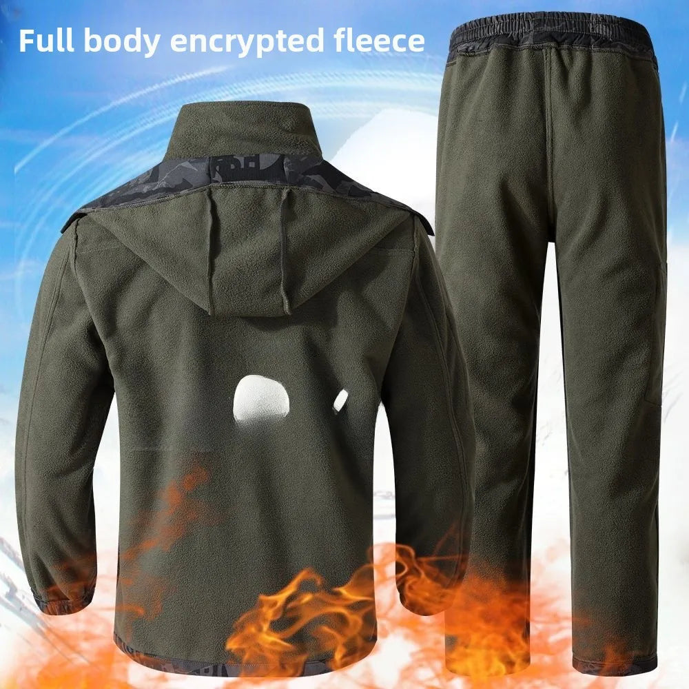 Men's Autumn Winter Fleece Lined Camouflage Work Jacket Windproof Waterproof Warm Outdoor Car Repairing Coat