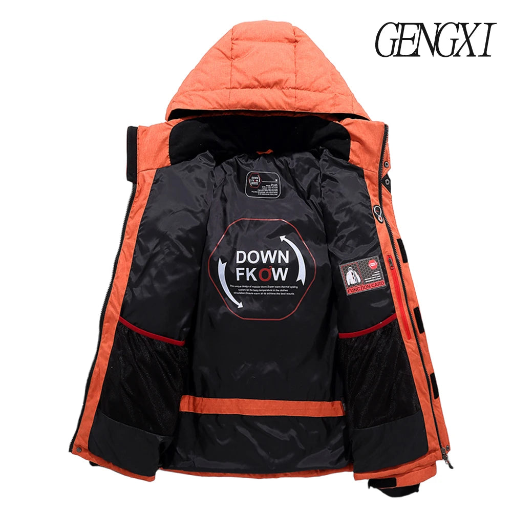 Men's Outdoor Lightweight Warm Detachable Collar Down Jacket Winter New Arrival Casual Fashion Multi-Pocket Workwear Down Coat