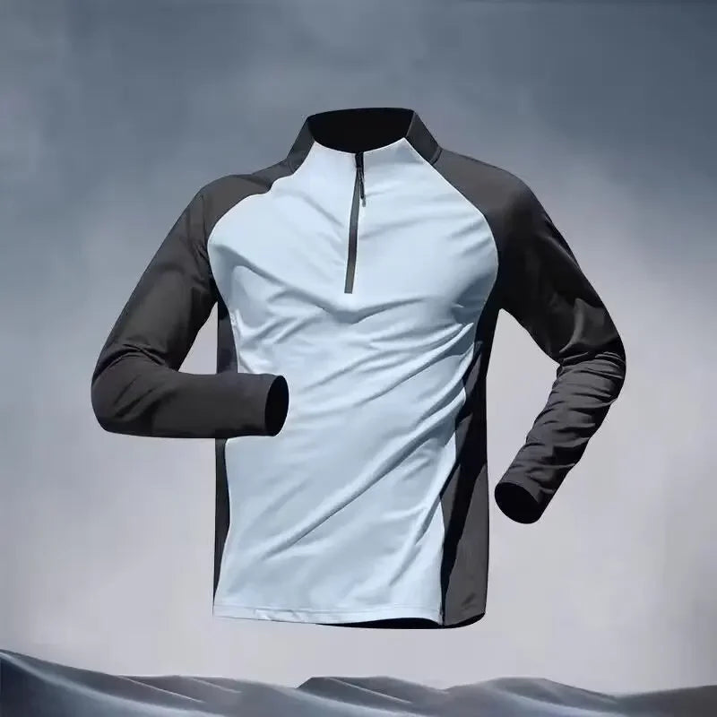 Men's Spring Autumn Half Zip Long Sleeve Running Fitness T-Shirt Quick Dry Breathable Lightweight Thin T-Shirt for Training Cycl