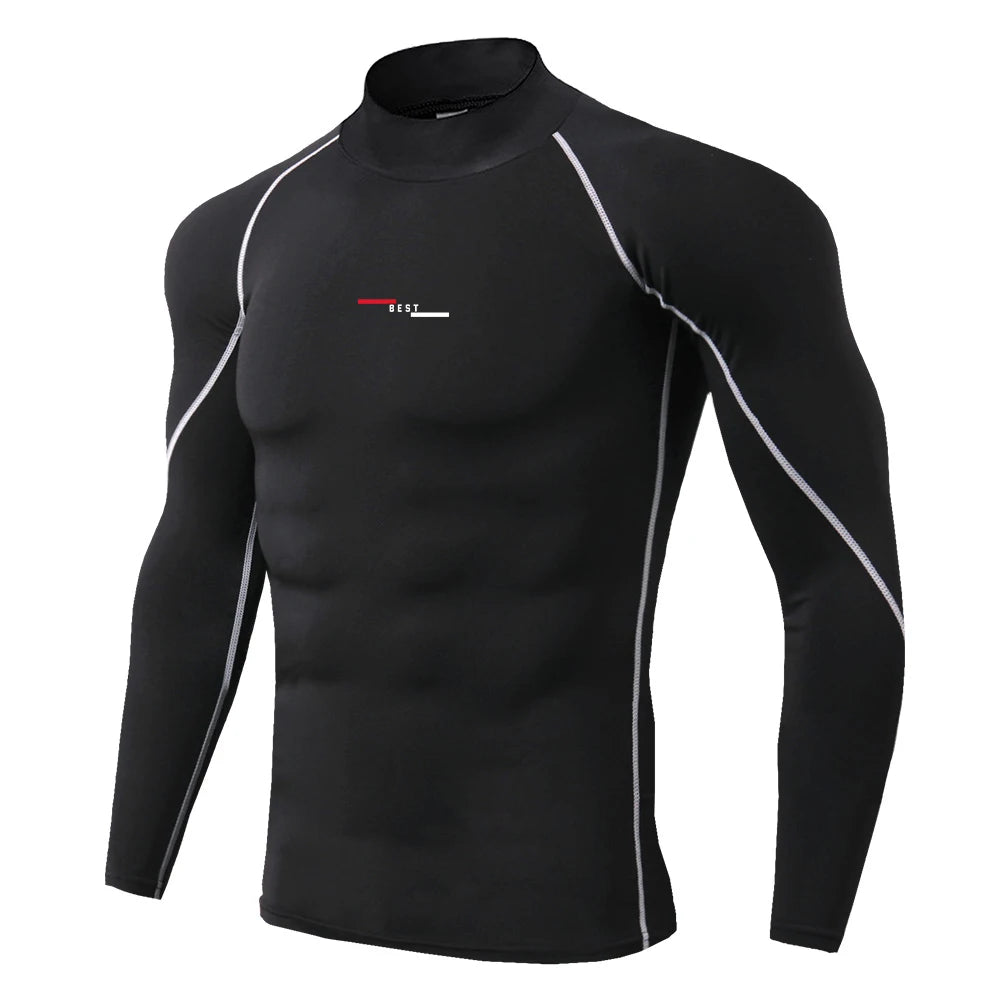 Mens Running T-shirts Compression Long Sleeve Sport Shirts Spider Printing Fitness Training Jogging Gym Quick Dry Tee