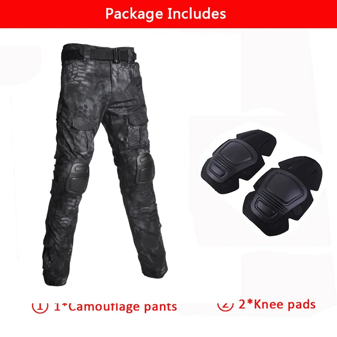 Tactical Suits Outdoor Paintball Outdoor Uniform Combat Camo Shirts Cargo Knee Pads Pants Men Clothing Wear-resisting