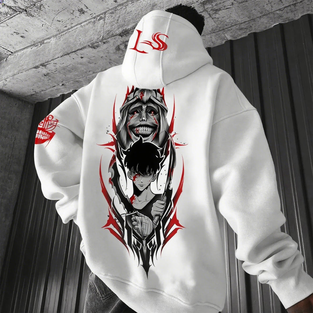 Solo Leveling Anime Hoodie Men Women Streetwear Oversized Graphic Pullover Sweatshirt Spring Autumn Casual Cosplay Hooded Jacket