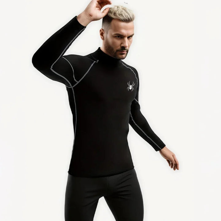 Mens Running T-shirts Compression Long Sleeve Sport Shirts Spider Printing Fitness Training Jogging Gym Quick Dry Tee