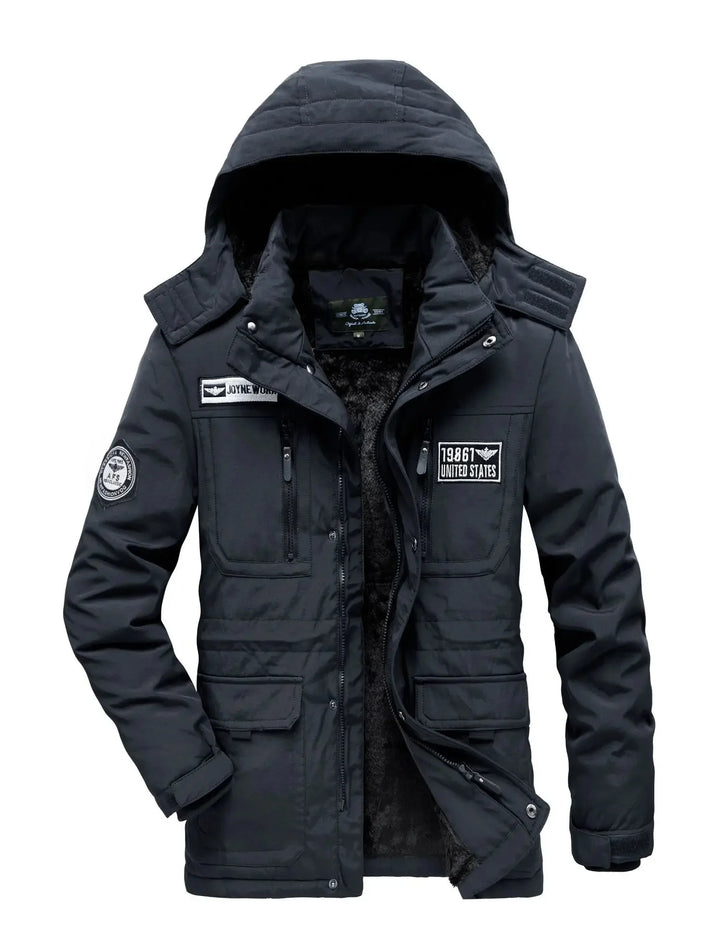 Winter Military Workwear Cotton Jacket Men Loose Large Size Fleece Lined Casual Thick Outdoor Mid-Length Cotton Coat