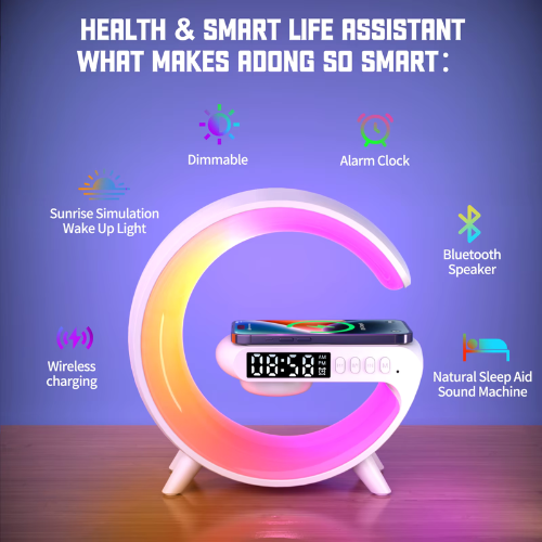 GlowClock™ 6-in-1 Smart LED Clock – Wireless Charger | Bluetooth Speaker | Alarm | Sleep Light